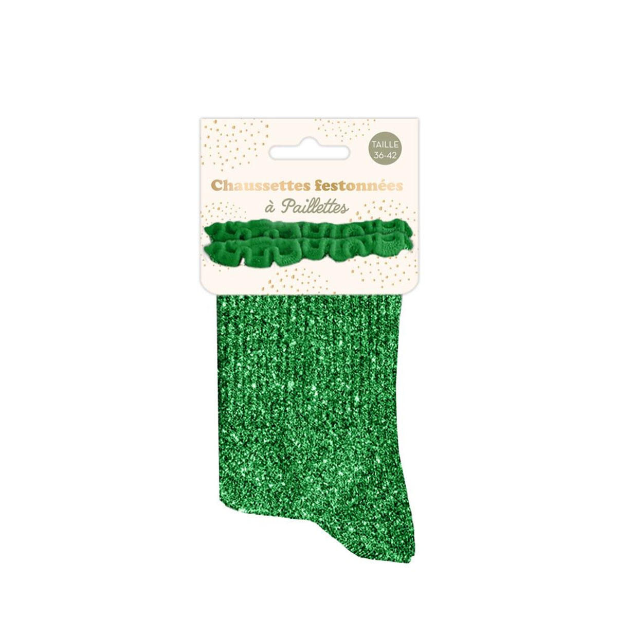 Paire de Chaussettes Paillettes  Feston  Vert