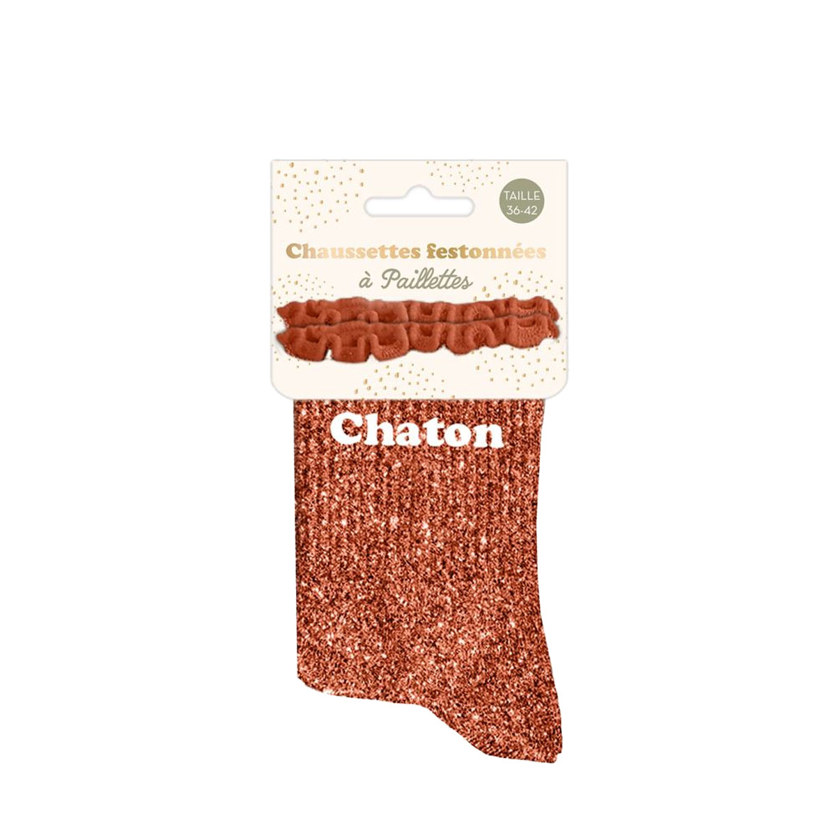 Paire de Chaussettes Paillettes  Feston Chaton  Rouge