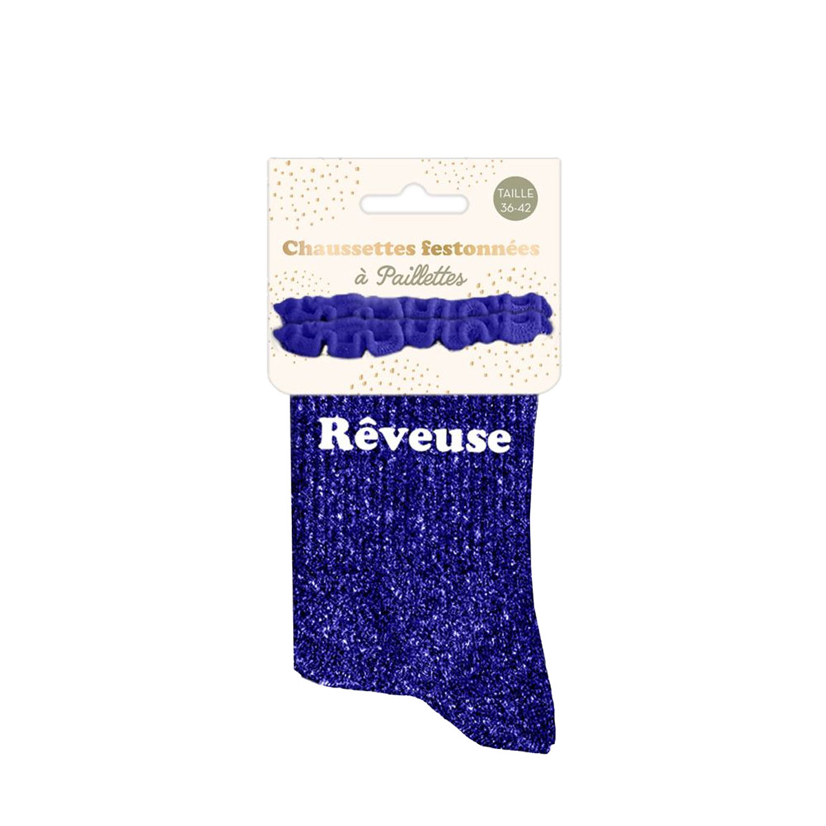 Paire de Chaussettes Paillettes  Feston Rveuse  Bleu