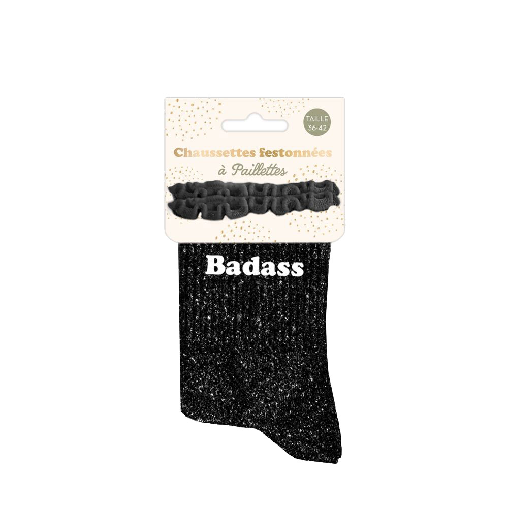 Paire de Chaussettes Paillettes  Feston Badass  Noire