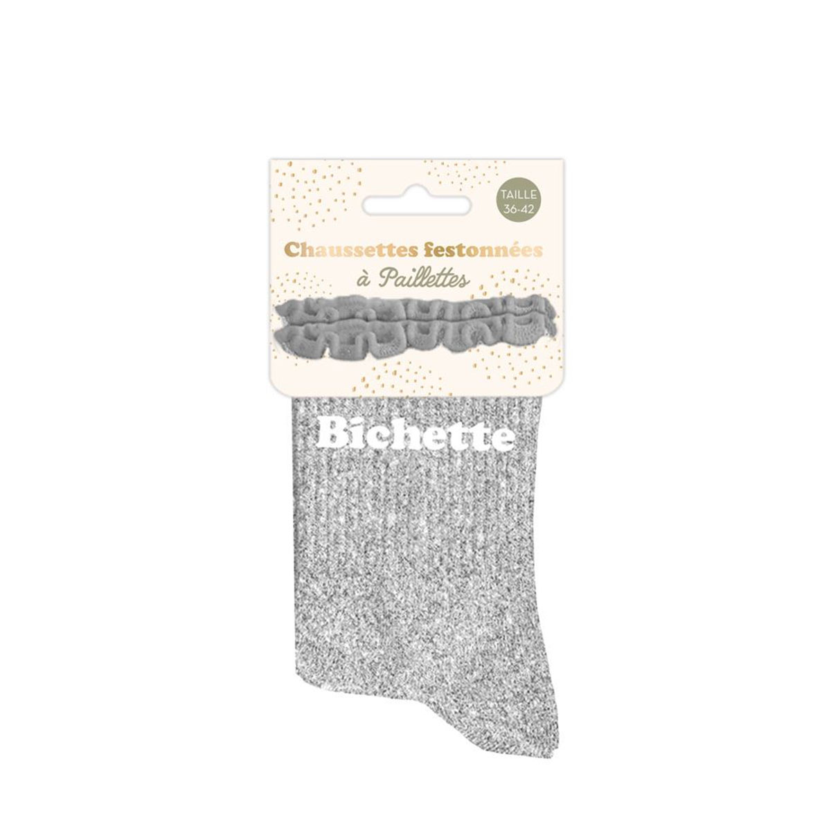 Paire de Chaussettes Festonnes Pailletes Bichette - Gris