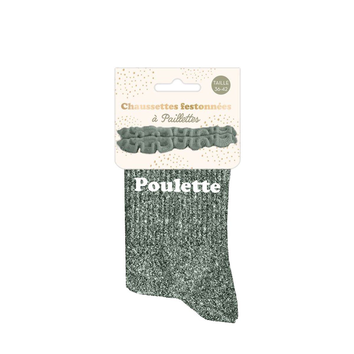 Paire de Chaussettes Festonnes Pailletes Poulette - Vert