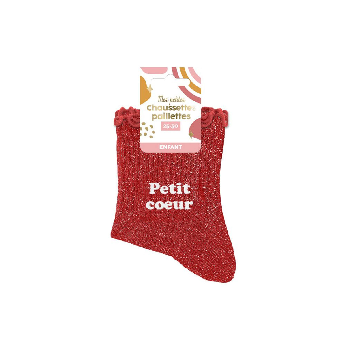 Paire de Chaussettes Fillette Paillettes rouge Petit Cur