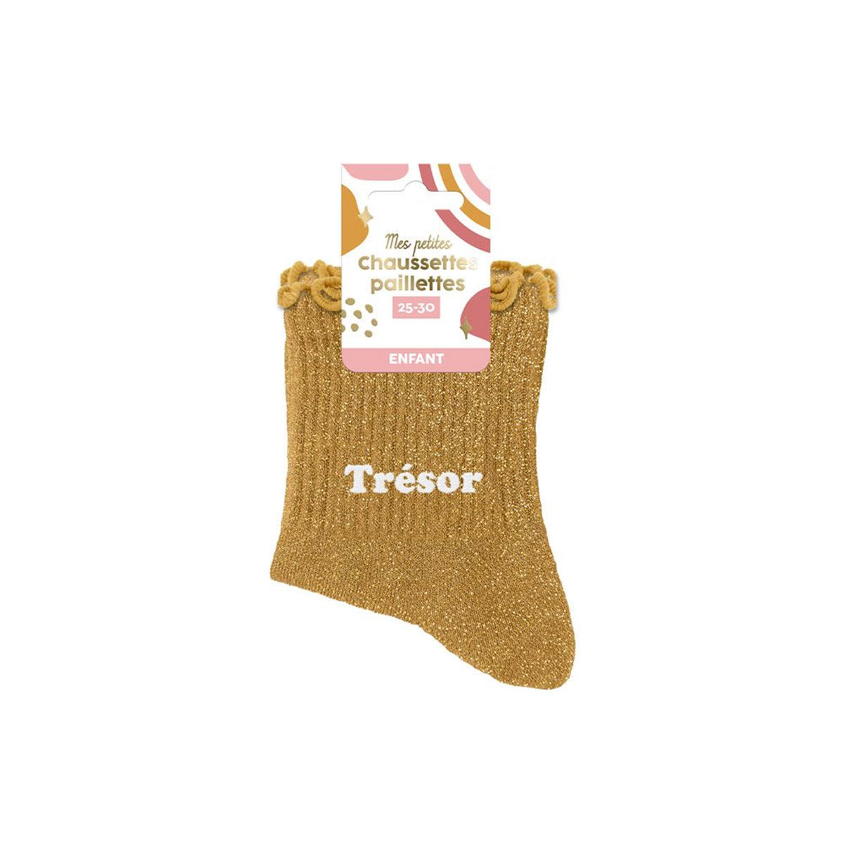 Paire de Chaussettes Fillette Paillettes  Feston Orange