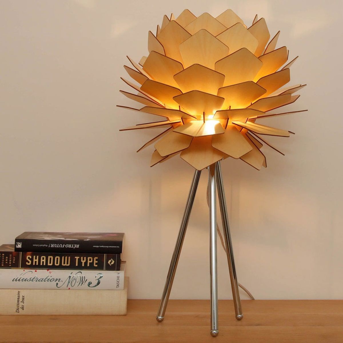 Lampe Lotus de bois Prota 56 cm