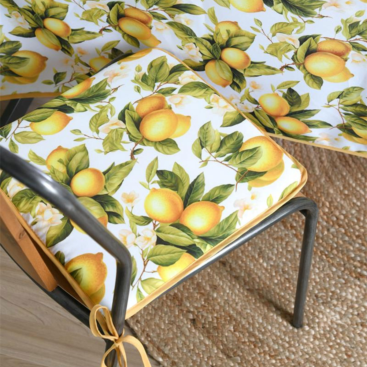 Galette de Chaise Citrons en Polyester Blanc - 38 cm