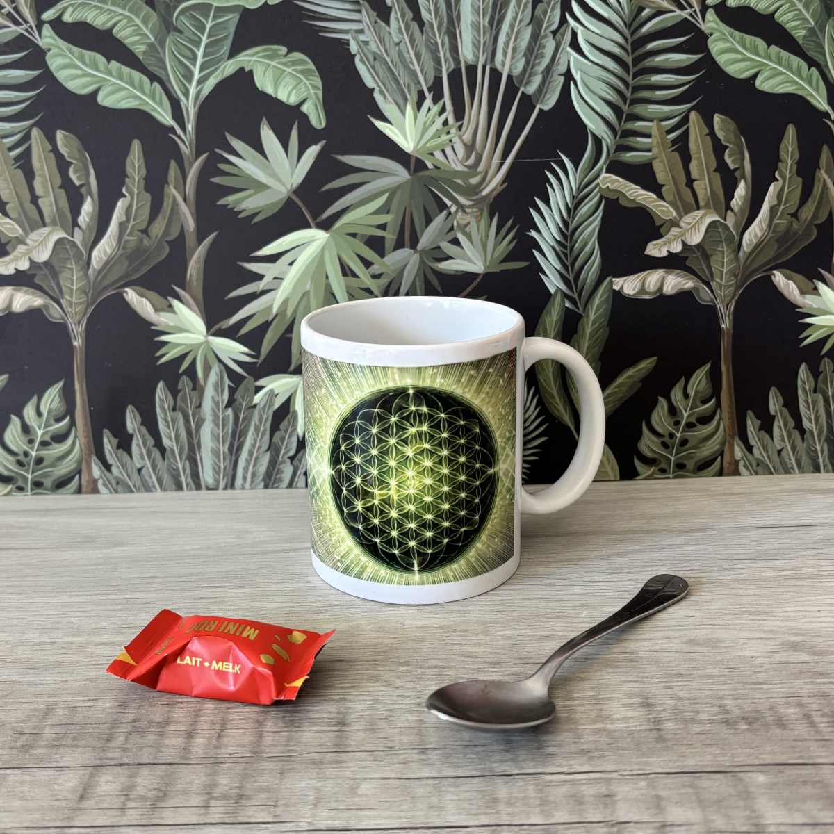 Mug ondes et fleur de vie par CBKreation