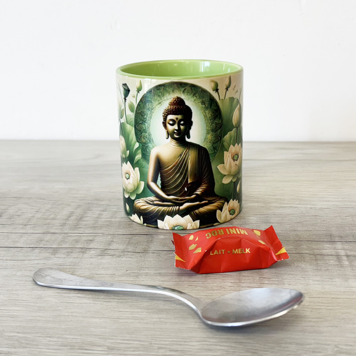 Mug sagesse de Bouddha vert pomme  350 ml