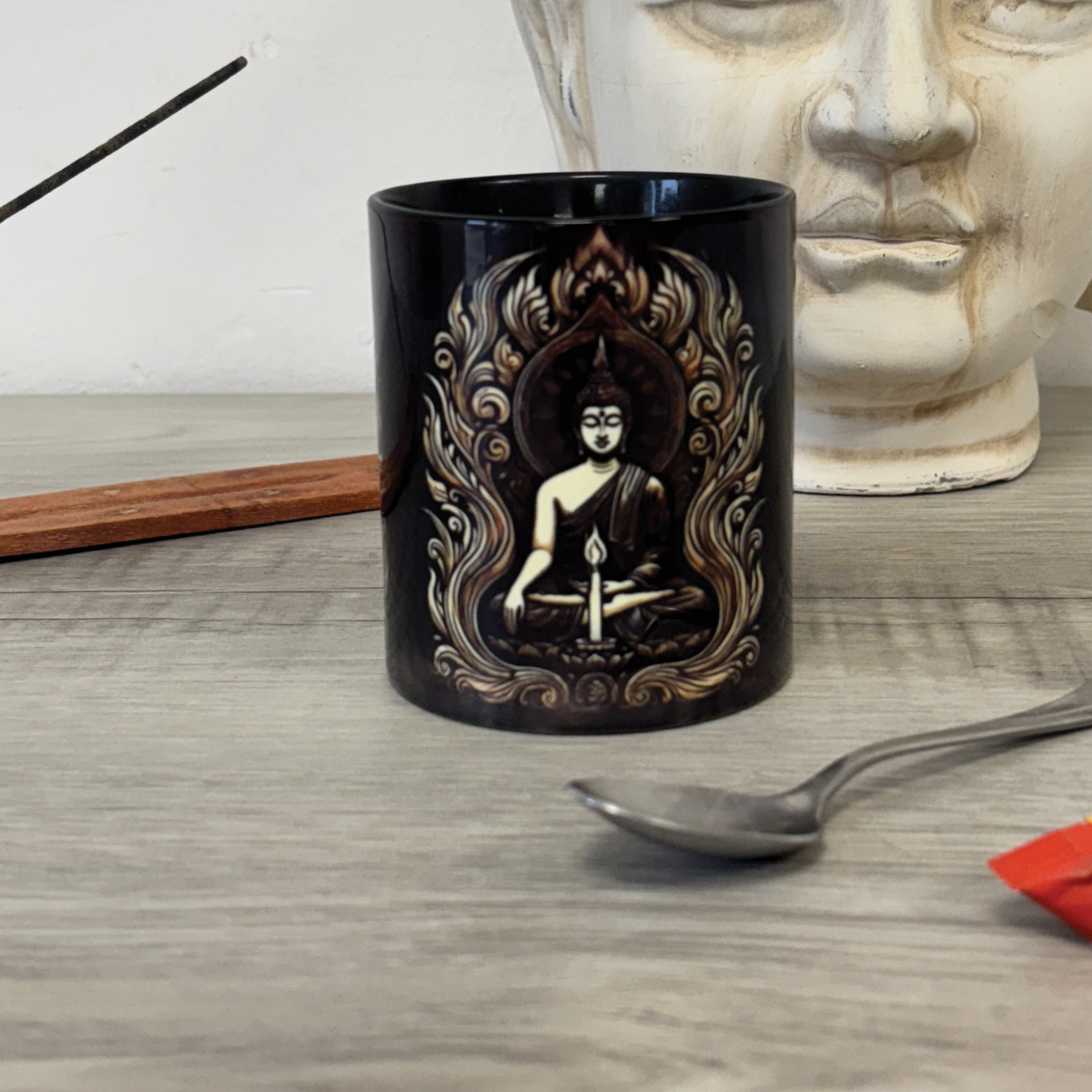 Mug lumire de Bouddha noir  350 ml