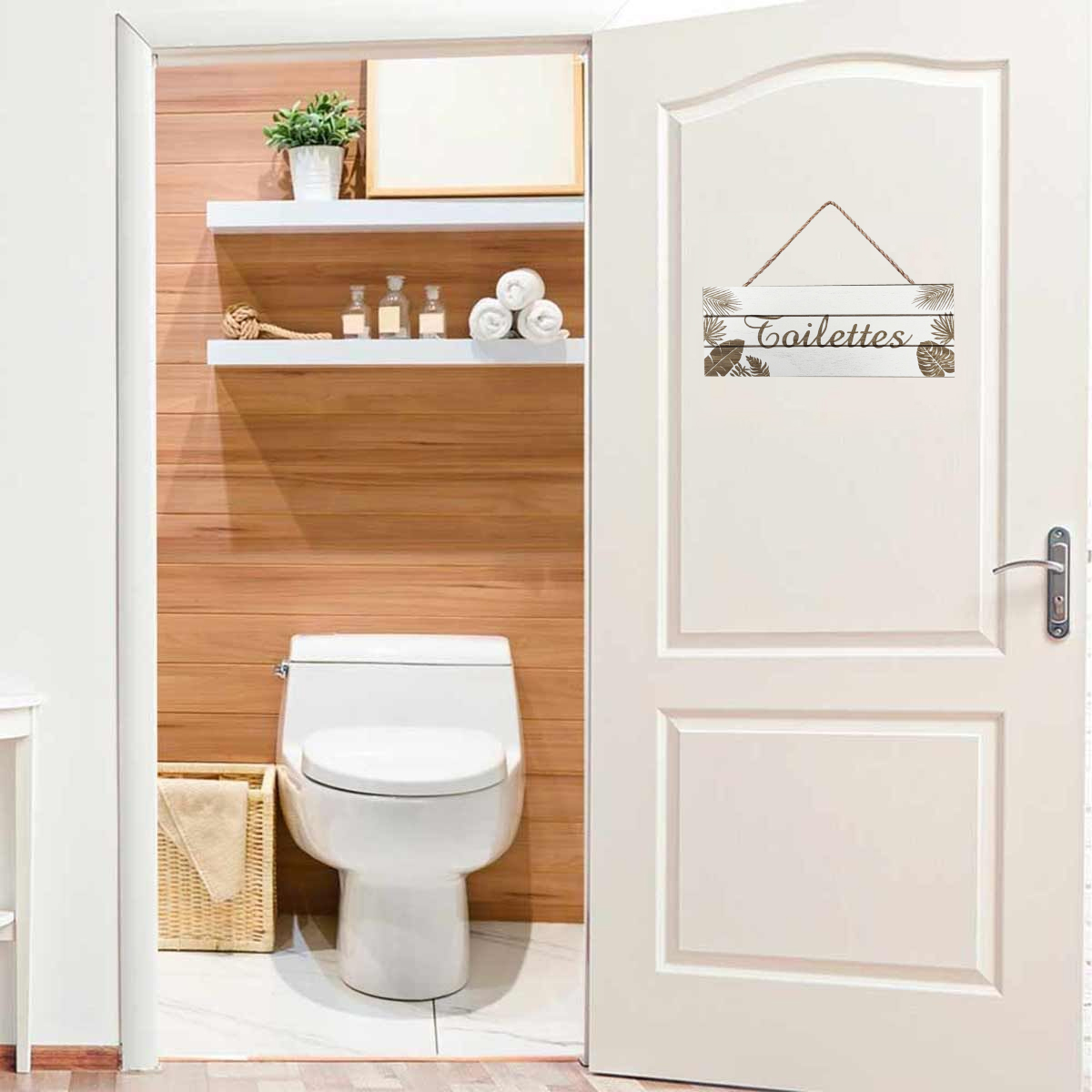 Plaque de porte en Bois - Toilettes