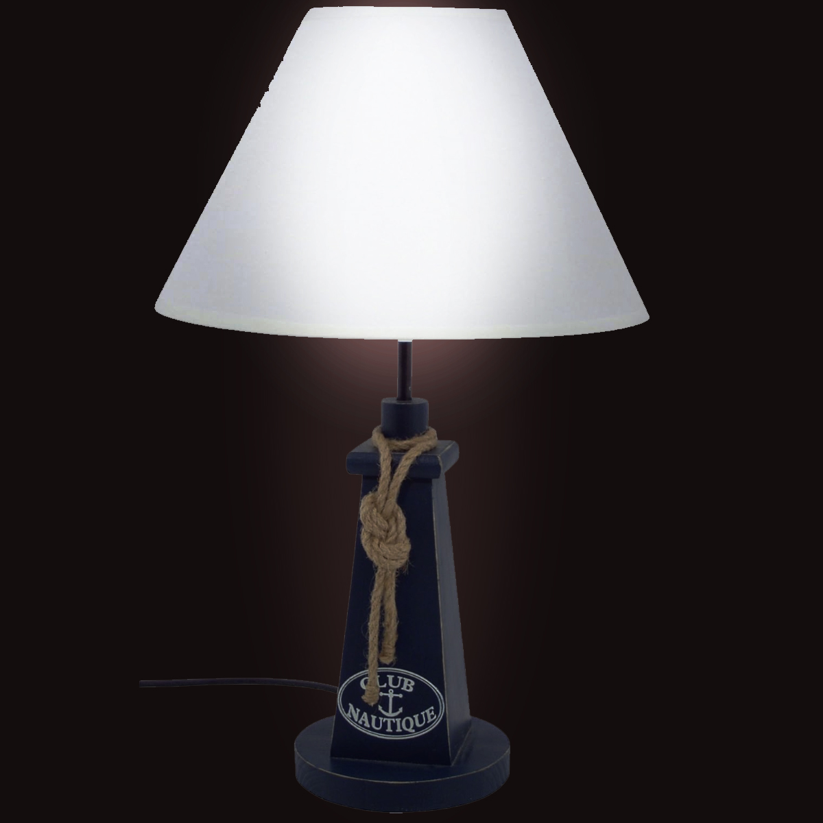 Lampe phare maritime en bois bleu 48 cm