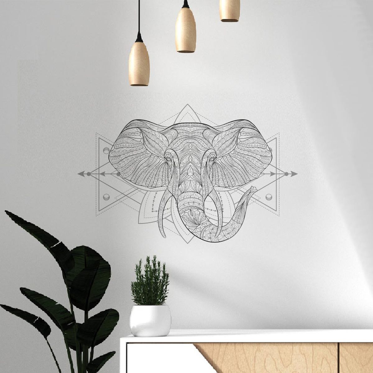 Sticker mural - lphant Boho