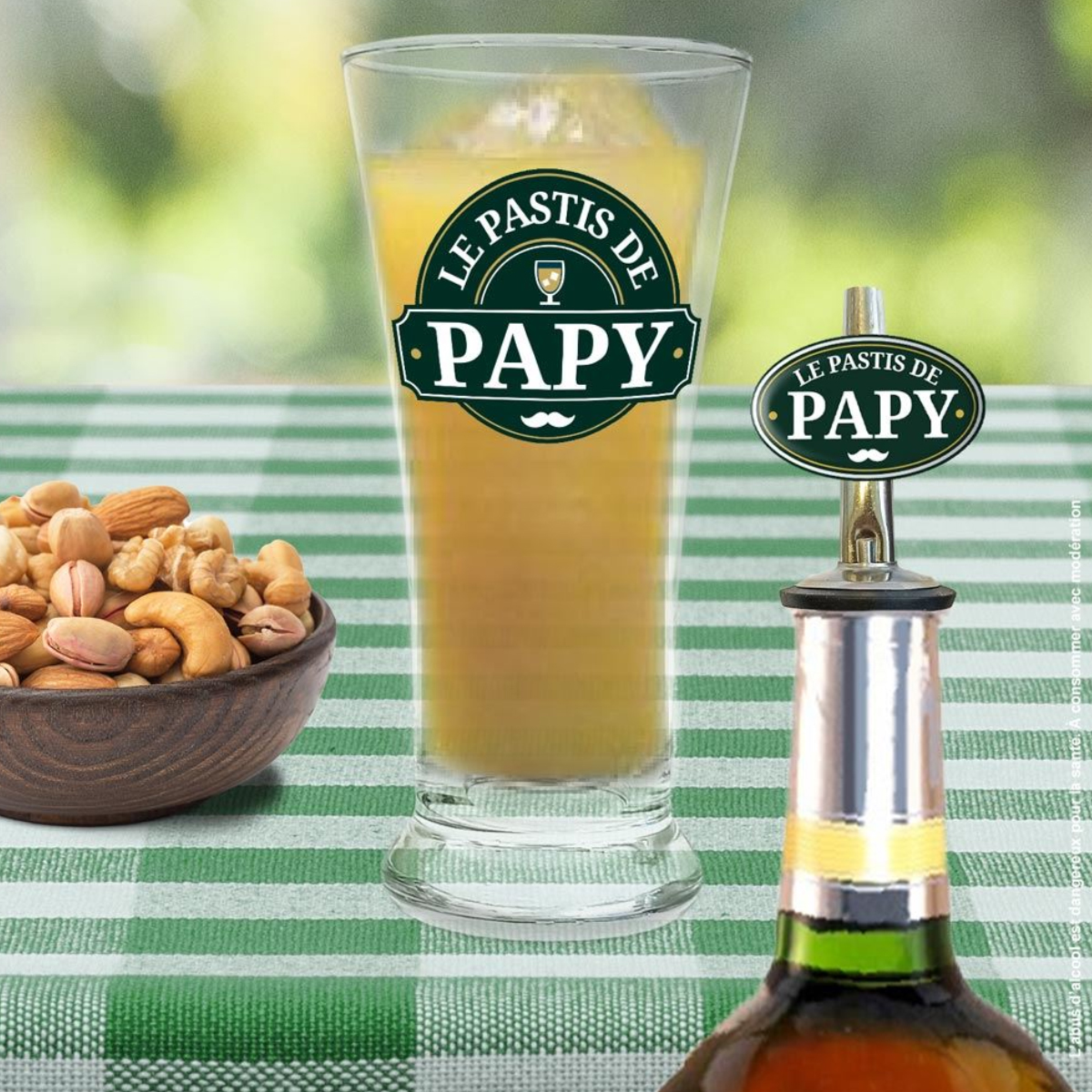 Coffret cadeau verre  pastis et bec verseur assorti Papy