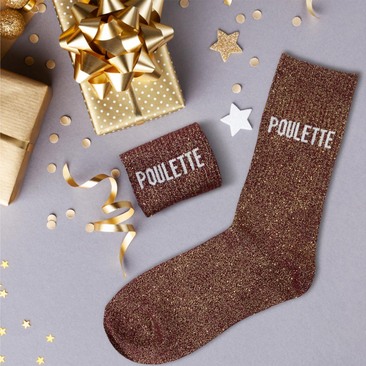 Paire de chaussettes  paillettes poulette