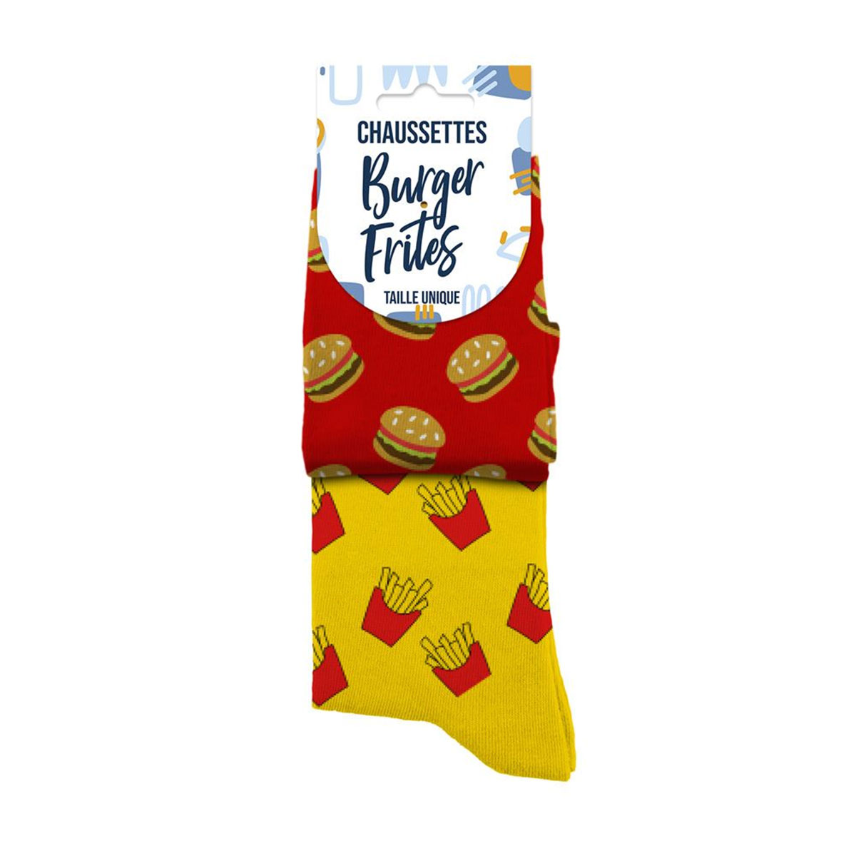 Paire de Chaussettes Dpareilles Burger Frites