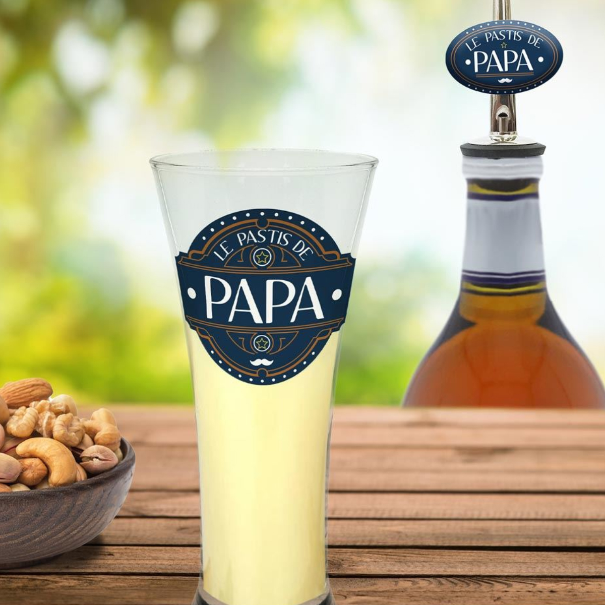 Coffret cadeau verre  pastis et bec verseur assorti Papa