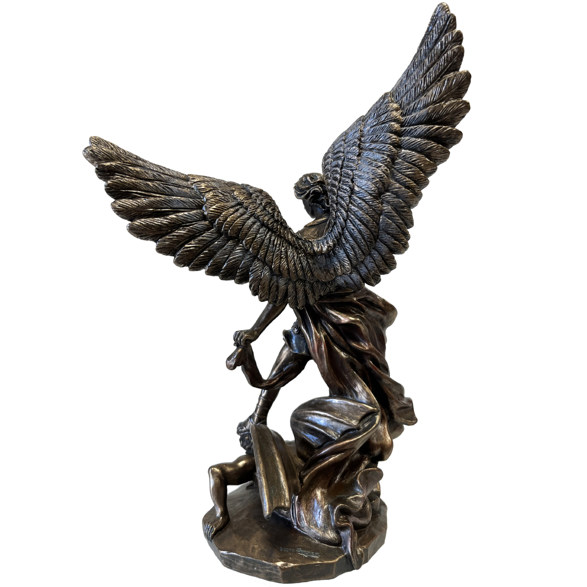 Figurine Saint Michel en bronze coul  froid 20 cm