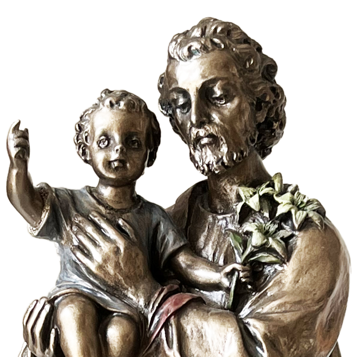 Figurine Saint Joseph en bronze coul  froid 21 cm