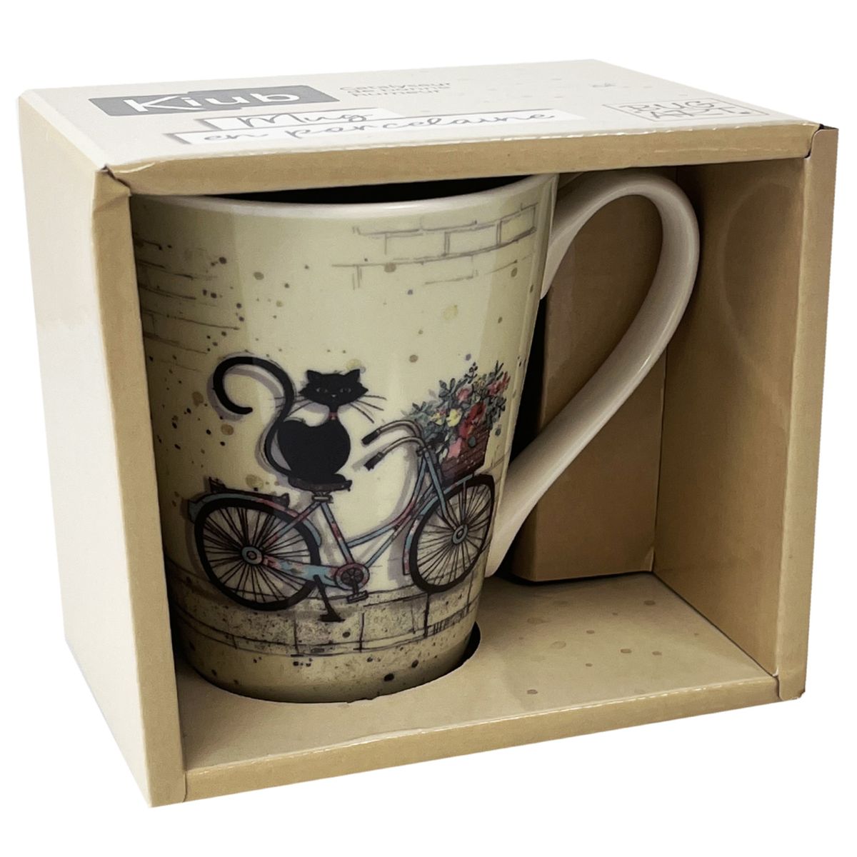 Déco Mug Vaisselle Tasse Cadeau Cuisine Café Expresso Mug Chat à Vélo Dans Paris En Porcelaine Kiu 