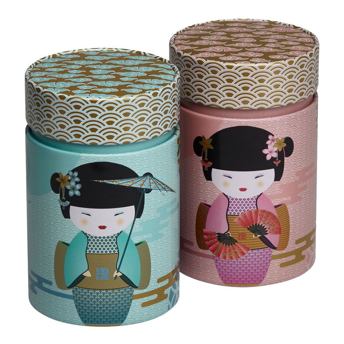 Boite  Th Little Geisha en mtal - 150 grs - Rose