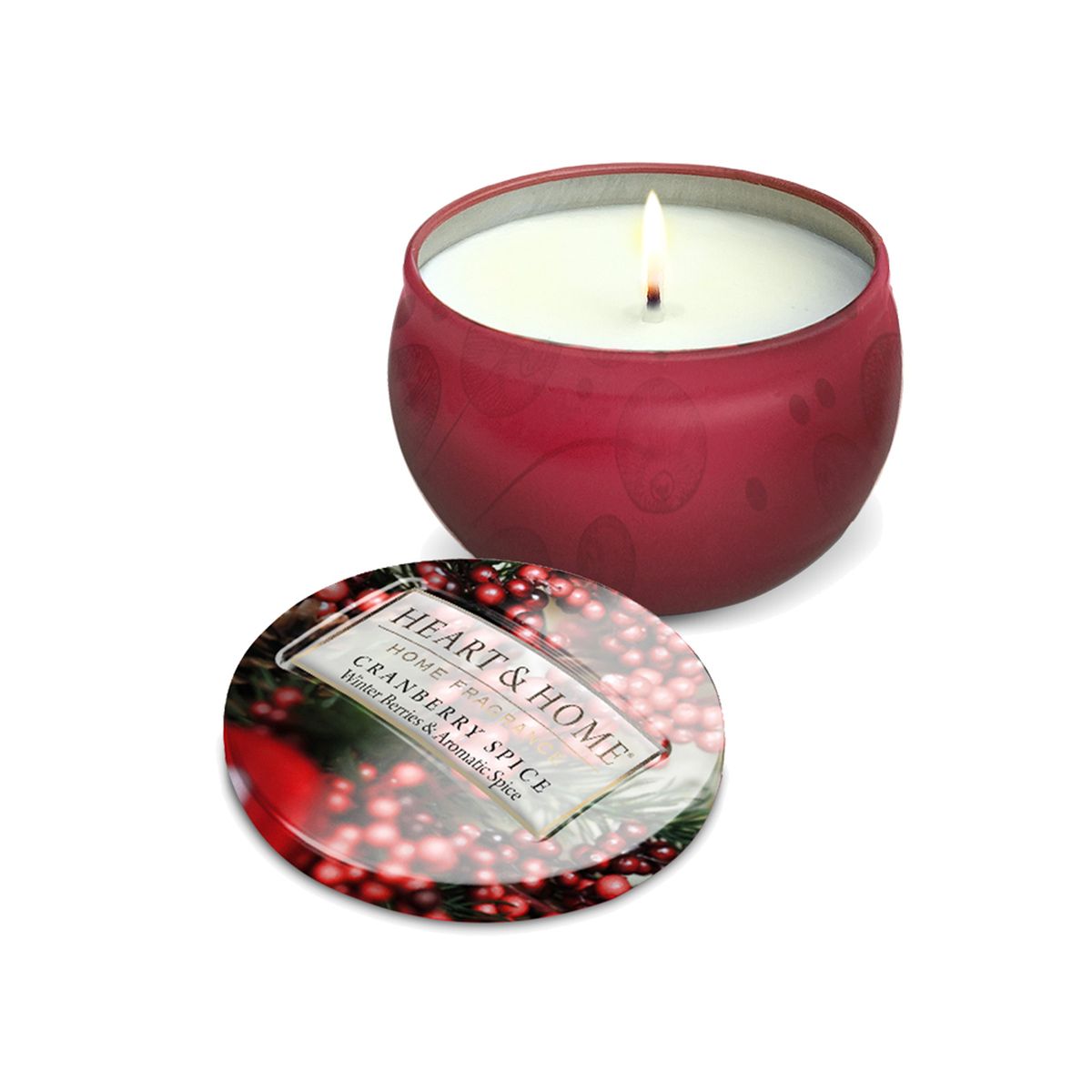 Bougie Nomade Heart and Home 30 heures pices et cranberry