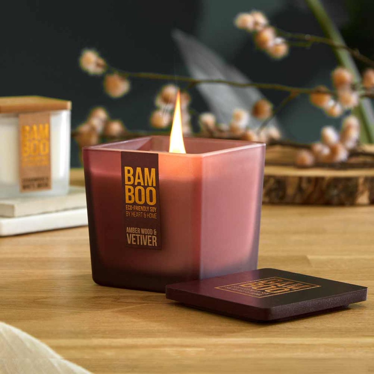 Grande bougie Heart and Home Bambou Bois d'Ambre et Vtiver