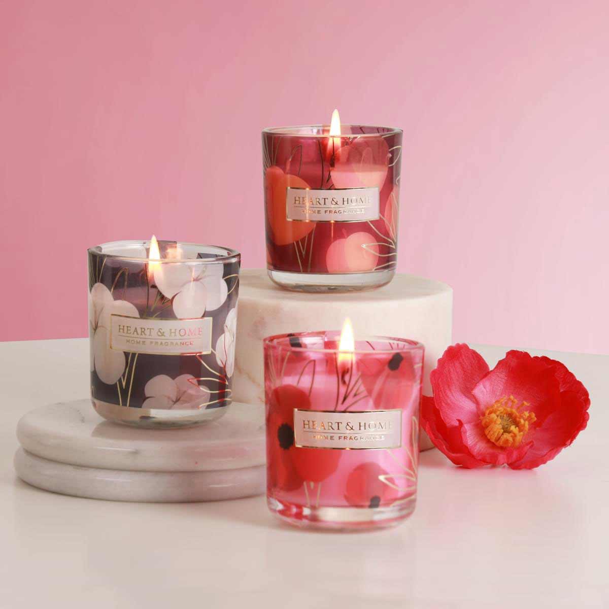 Coffret cadeau 3 bougies votives Heart and Home