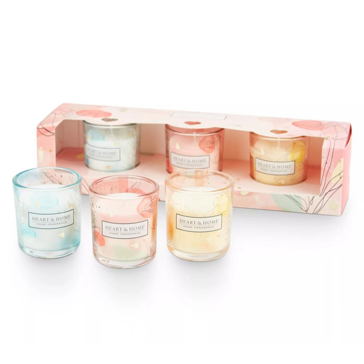 Coffret cadeau 3 bougies votives Heart and Home