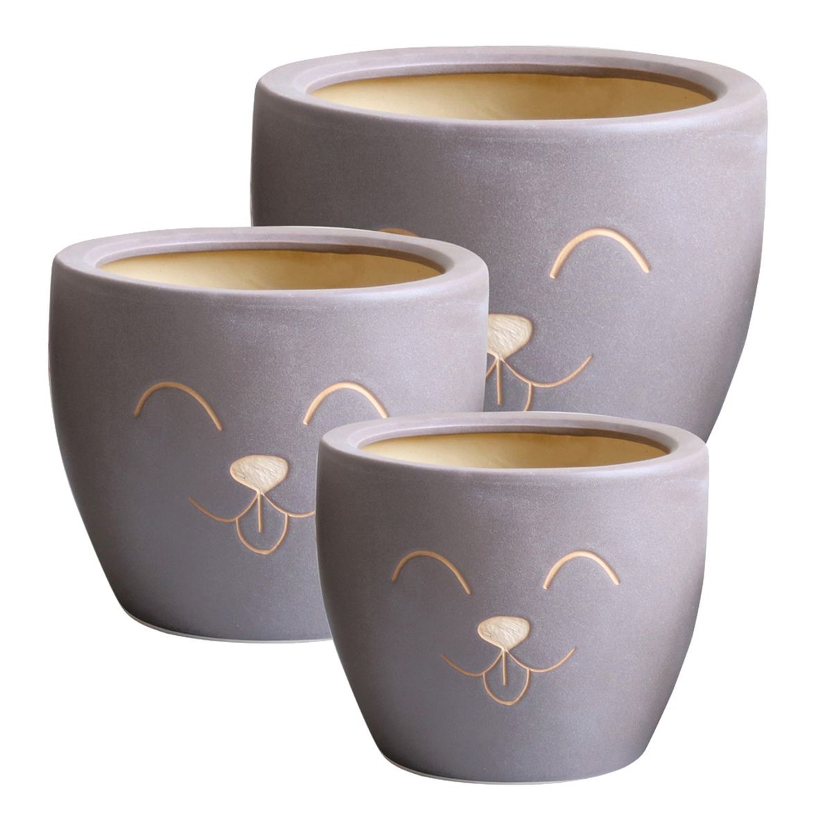 Cache pot Petsy en terre cuite 18 cm - Taupe