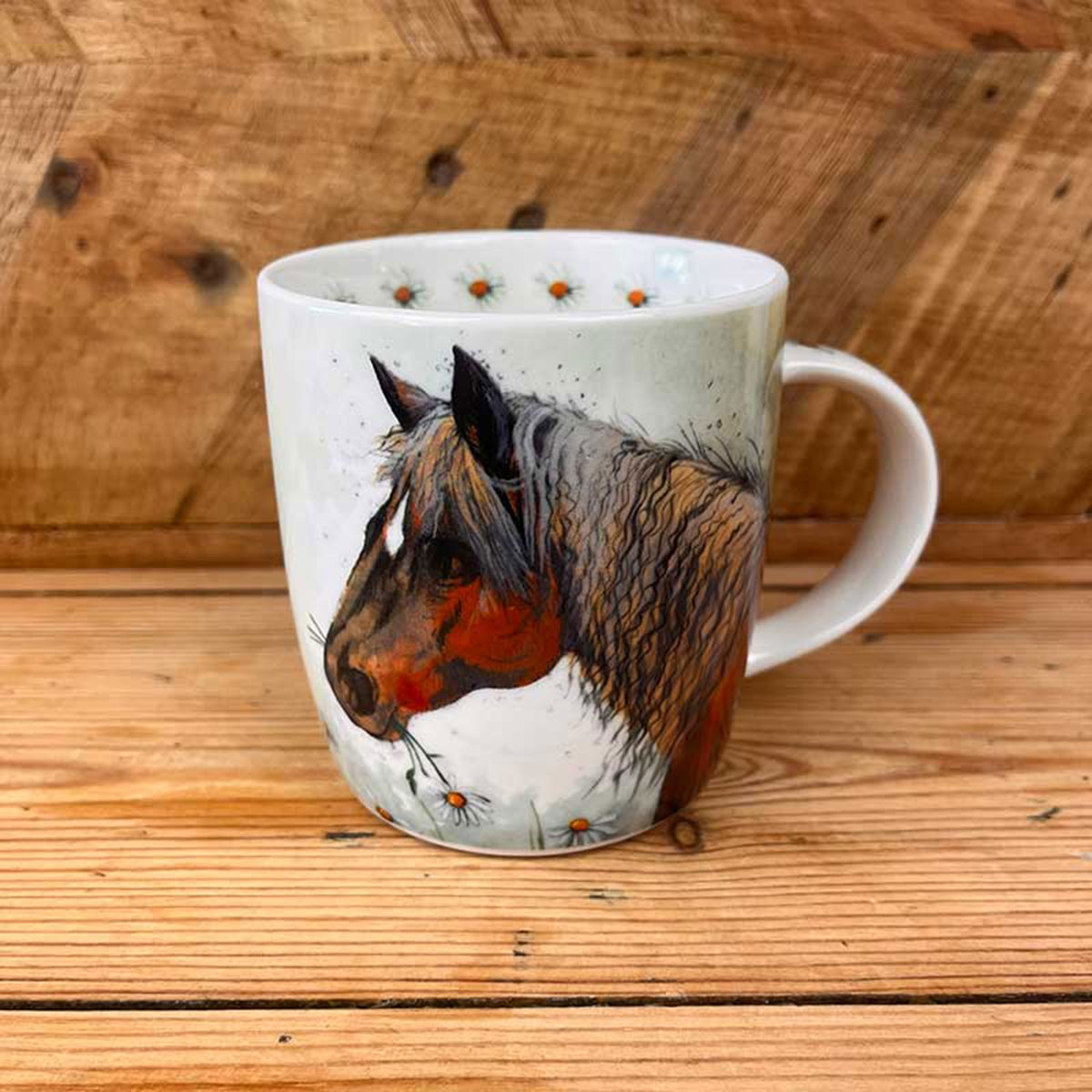 Mug en porcelaine Cheval et fleurs par Alex Clark