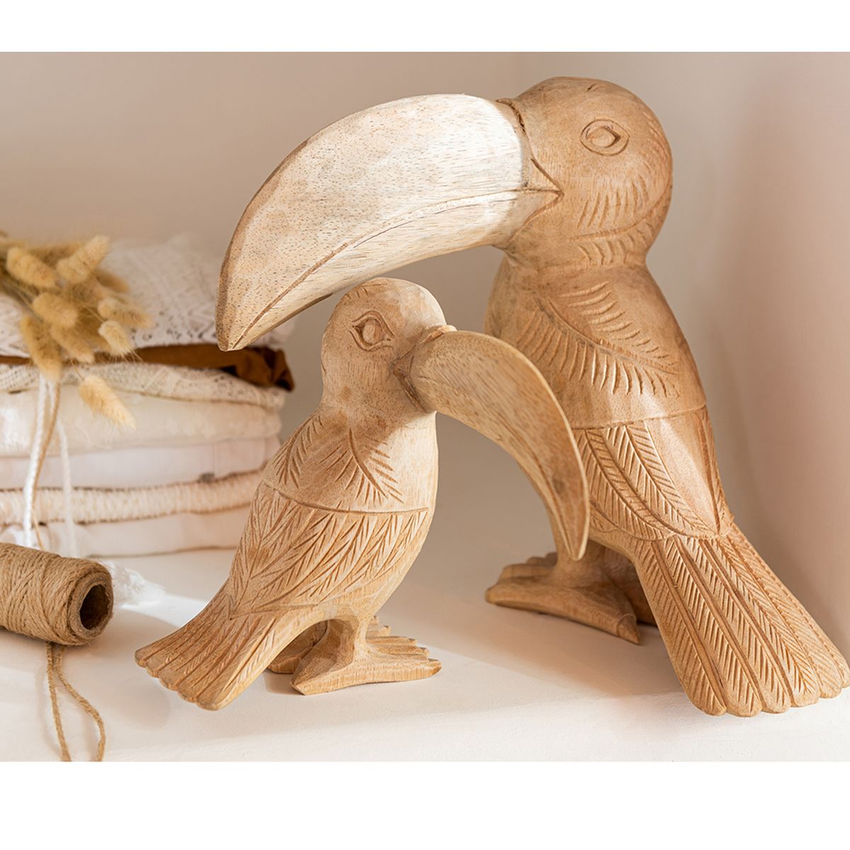 Statuette Toucan dcorative en Bois Albasia 21 cm