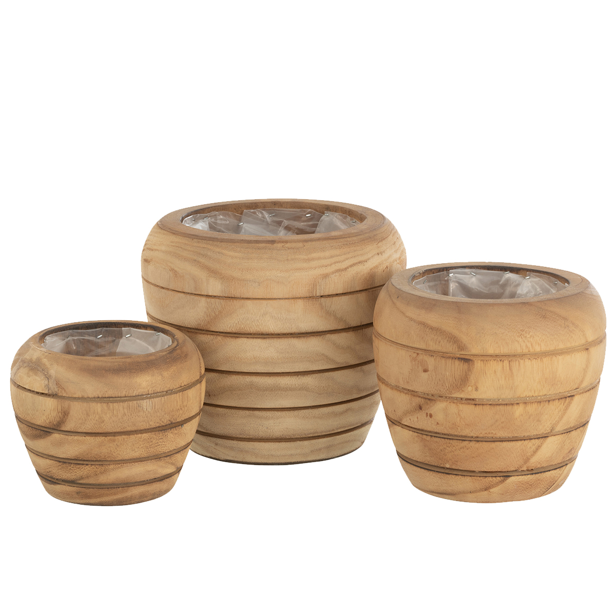 Cache-pot en bois naturel cisel 20 cm