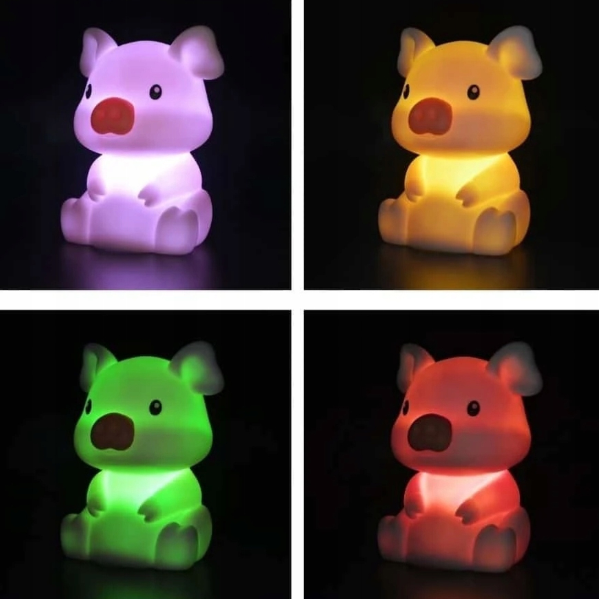 Mini veilleuse petit cochon rose LED variation de couleurs