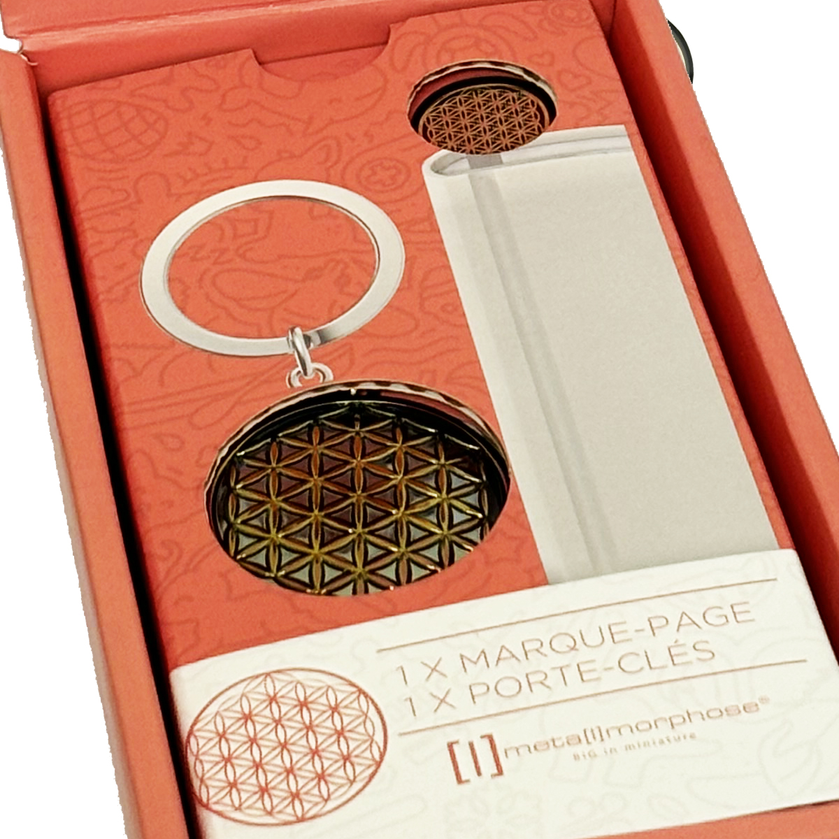 Porte-cls et marque-pages Fleur de vie en coffret cadeau