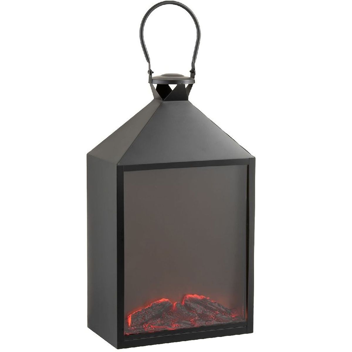 Lanterne Rtro en mtal aspect brasier  LED - 69 cm