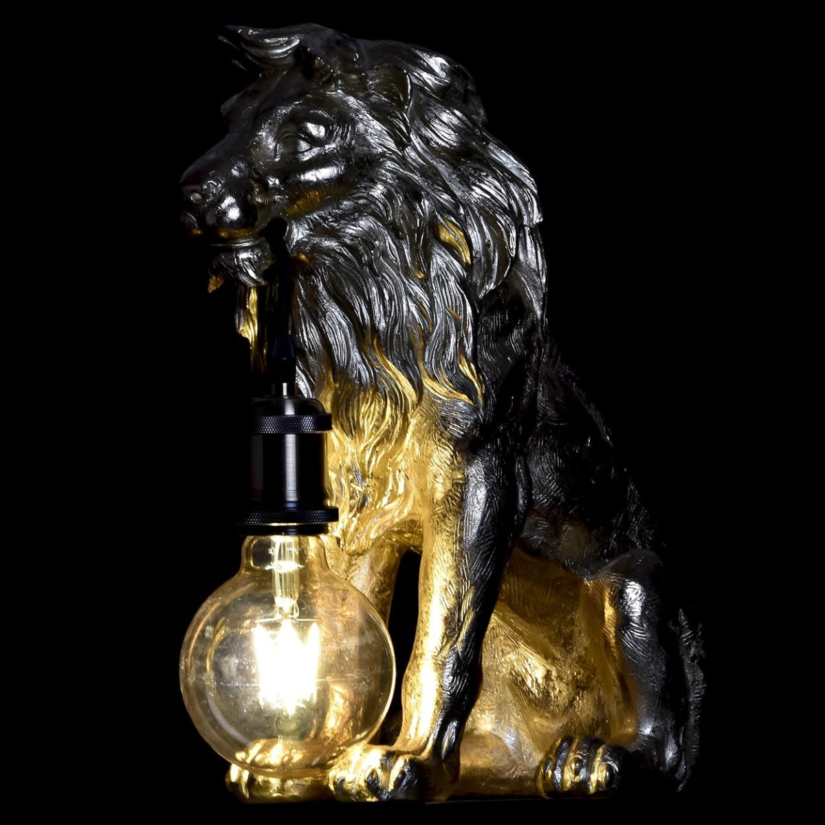 Lampe de table Lion Dor en rsine - 35.5 cm