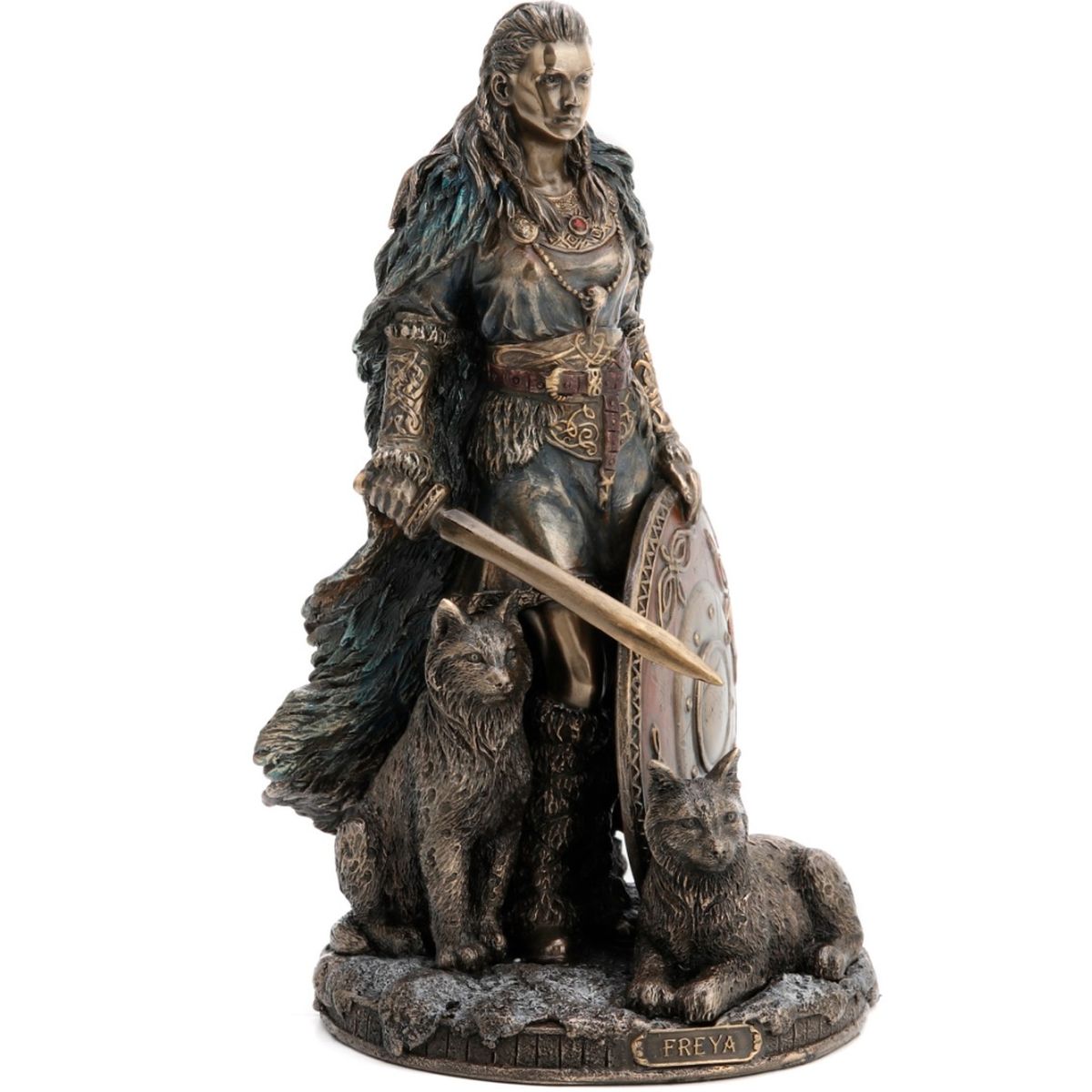 Figurine Freya en rsine aspect Bronze 21 cm