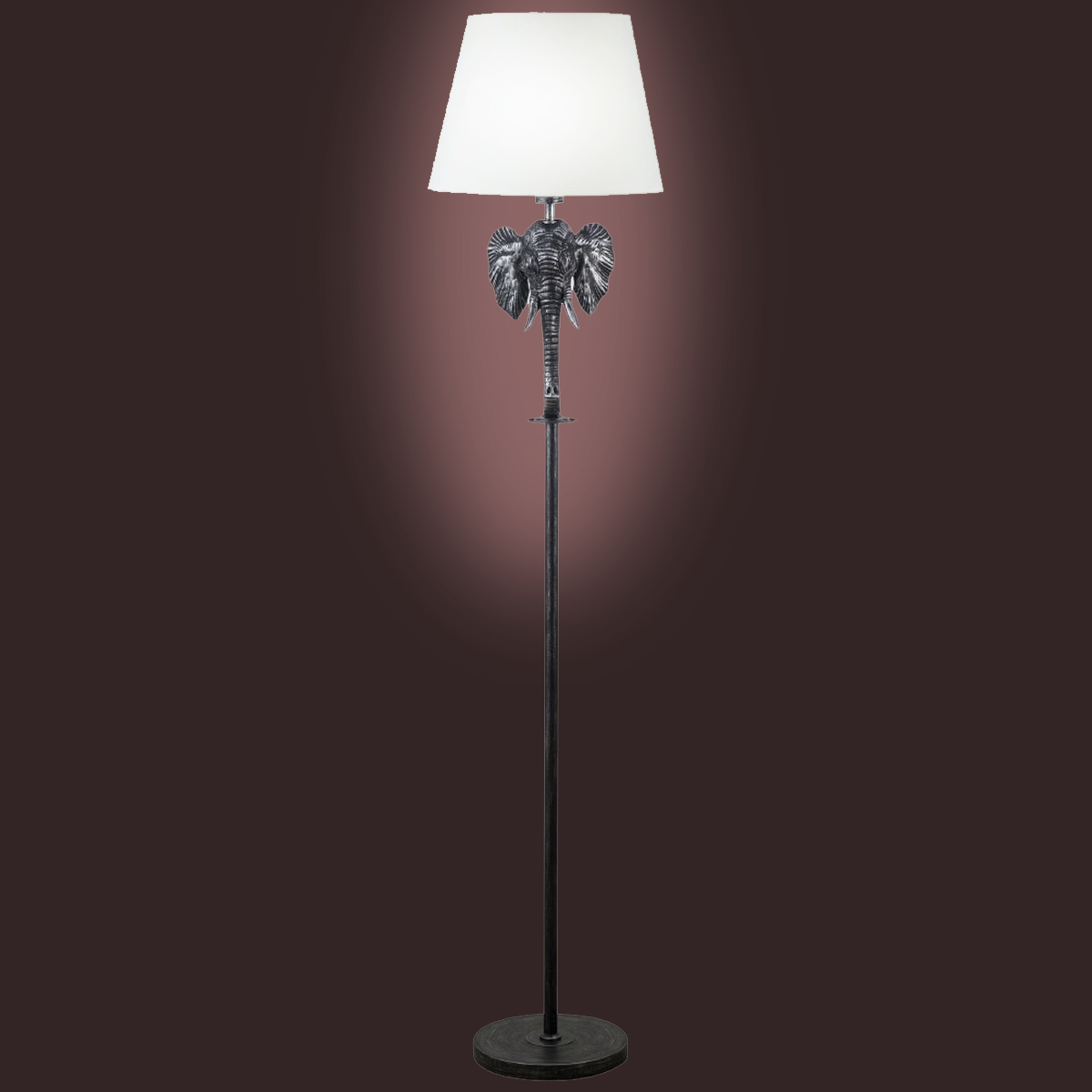 Lampadaire lphant en rsine argente 164 cm