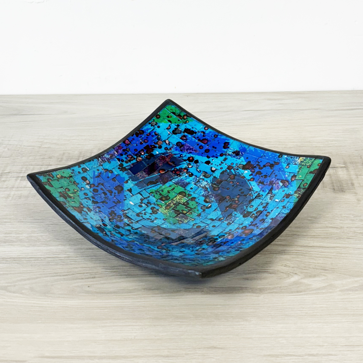 Coupelle dcorative en mosaque de verre bleue 24 cm