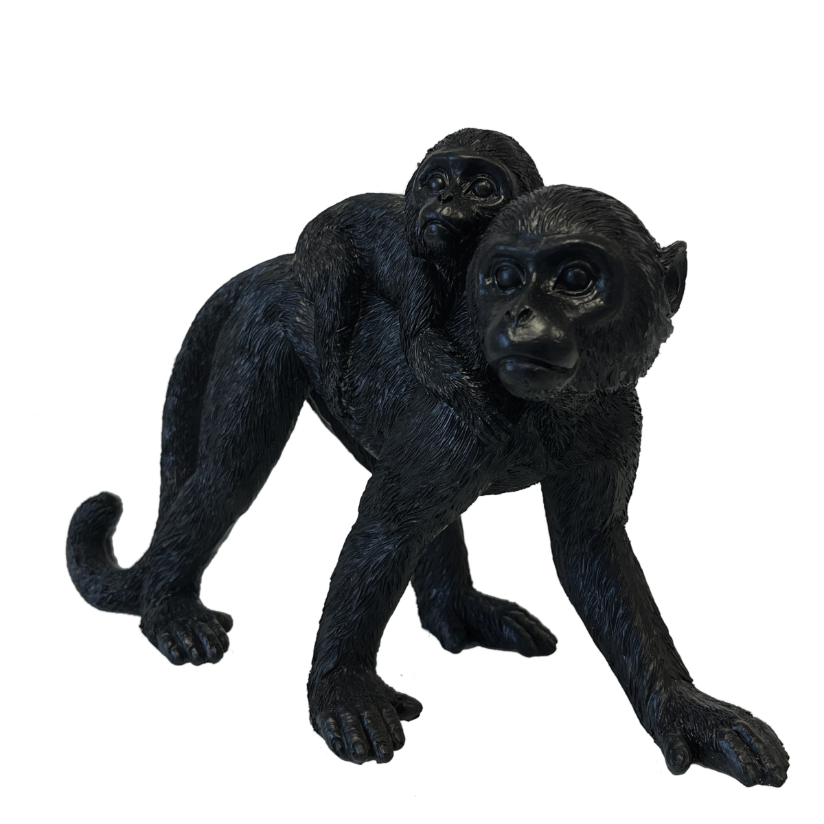 Figurine Maman singe et son bb en rsine 19 cm