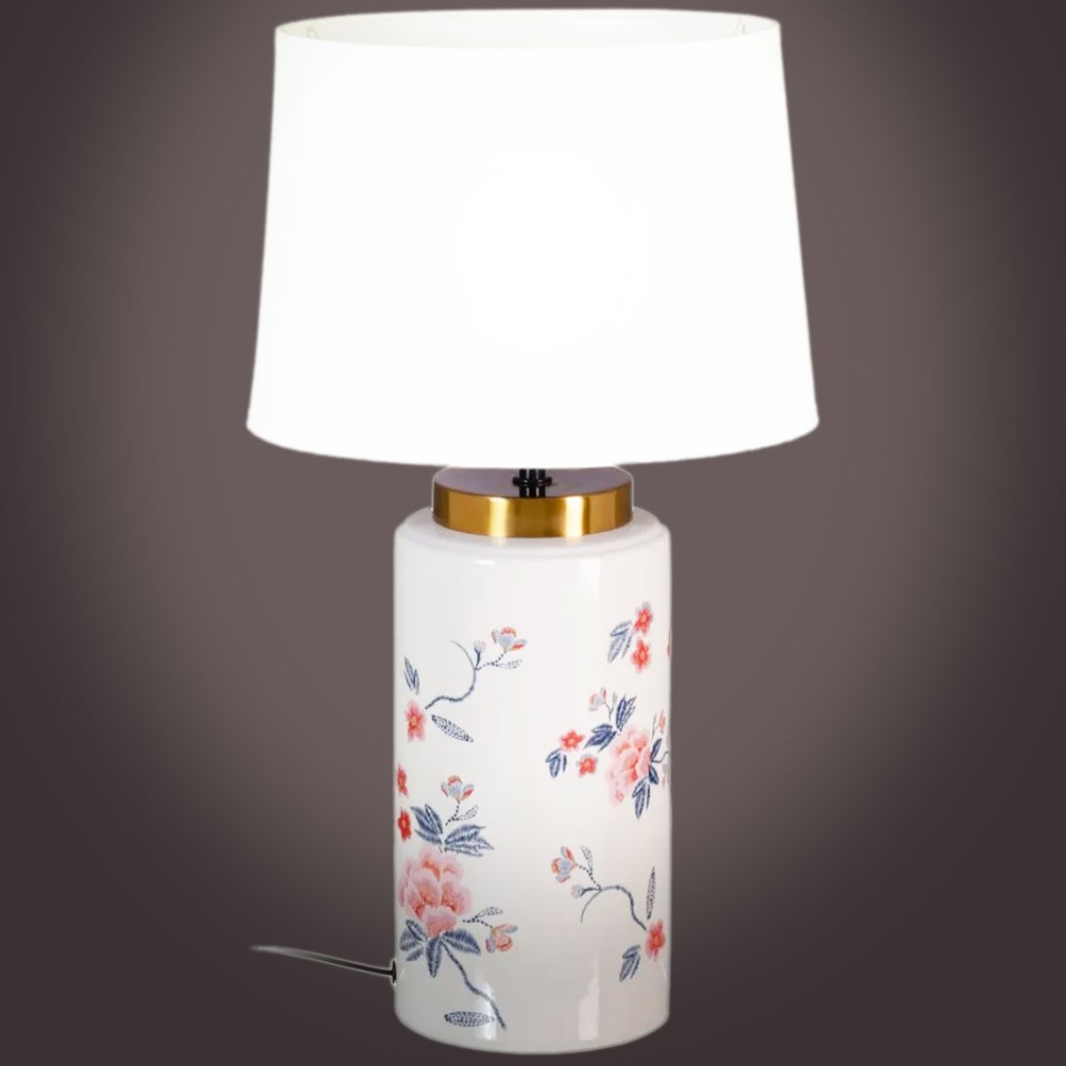 Lampe Floral avec abat jour blanc - 50 cm