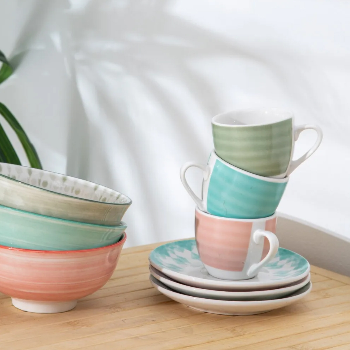 Bol ty and dye en porcelaine - turquoise