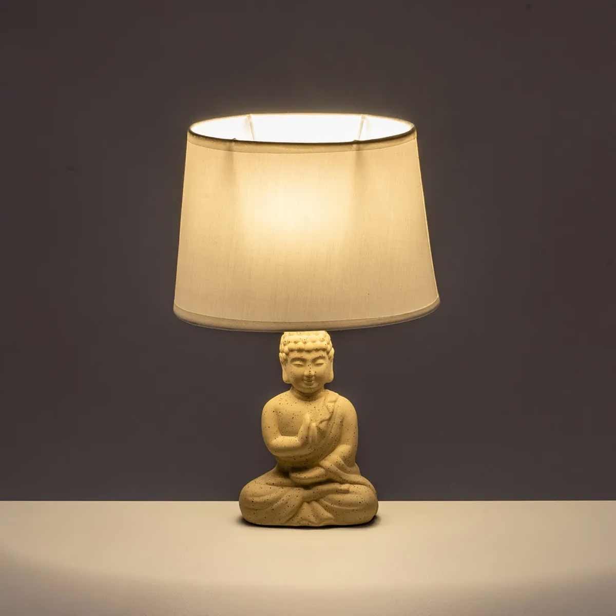 Lampe en cramique Bouddha 34 cm - Beige