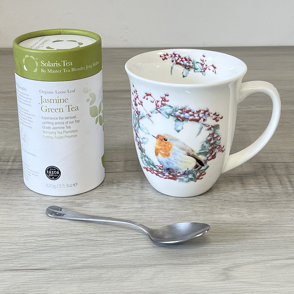 Mug en Porcelaine fine - Robin en hiver petits oiseaux