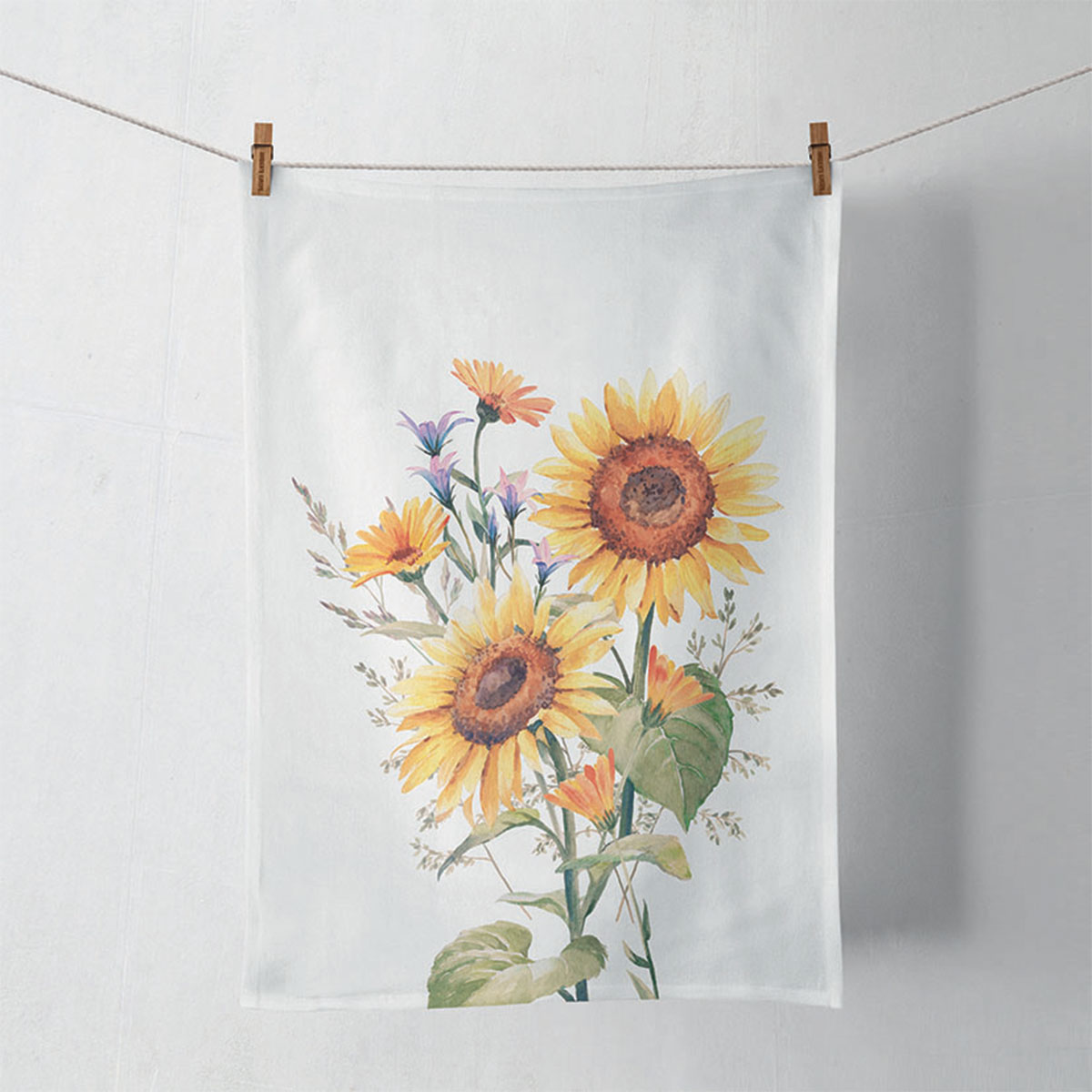 Torchon en coton Tournesols 50 x 70 cm