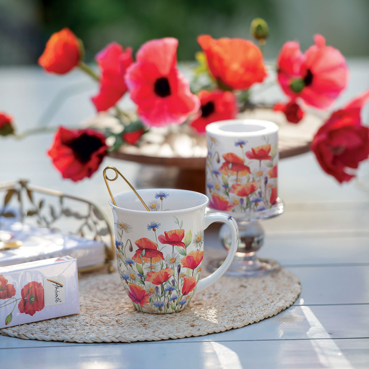 Mug en Porcelaine fine - Coquelicots et bleuets