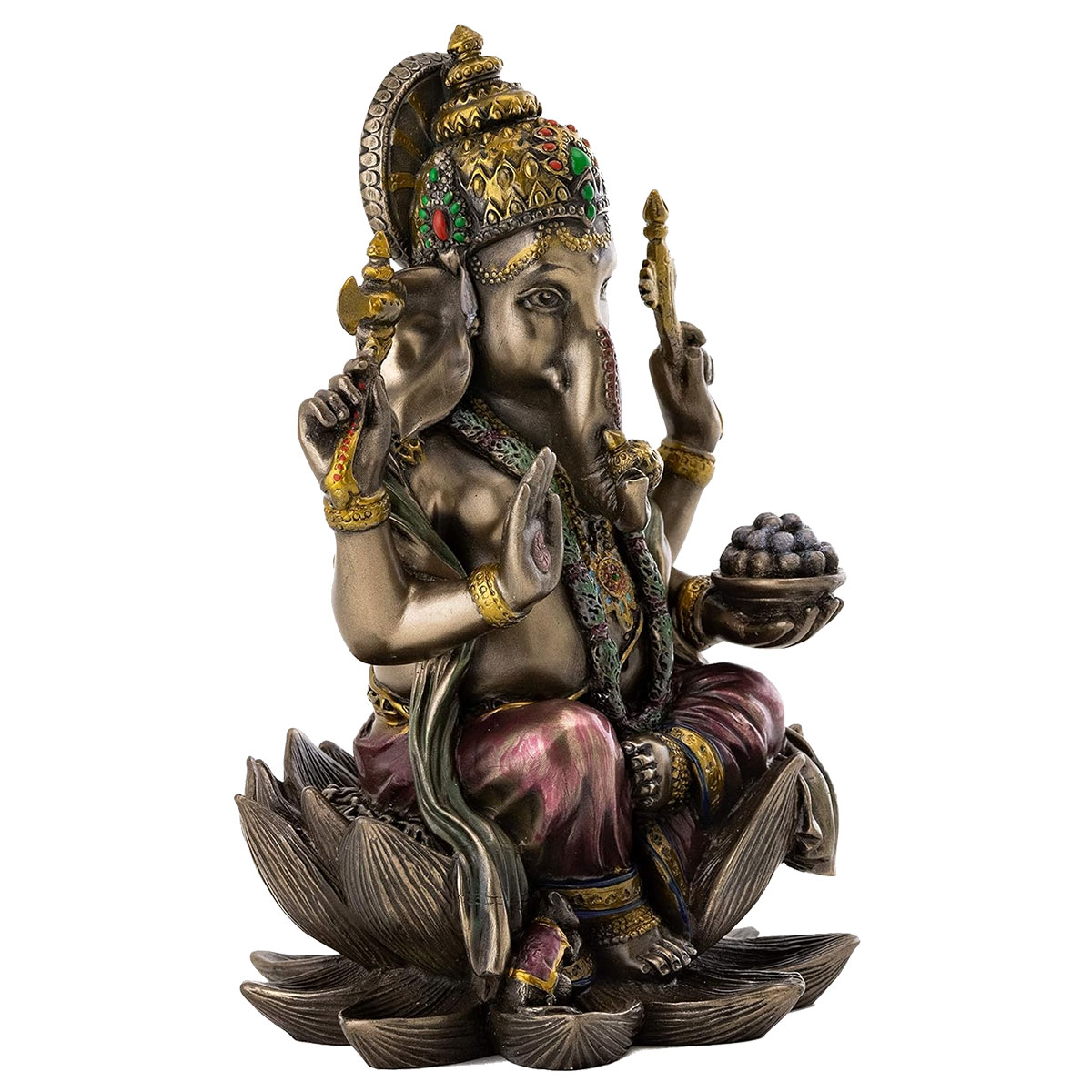 Figurine Ganesha en rsine aspect bronze 18 cm