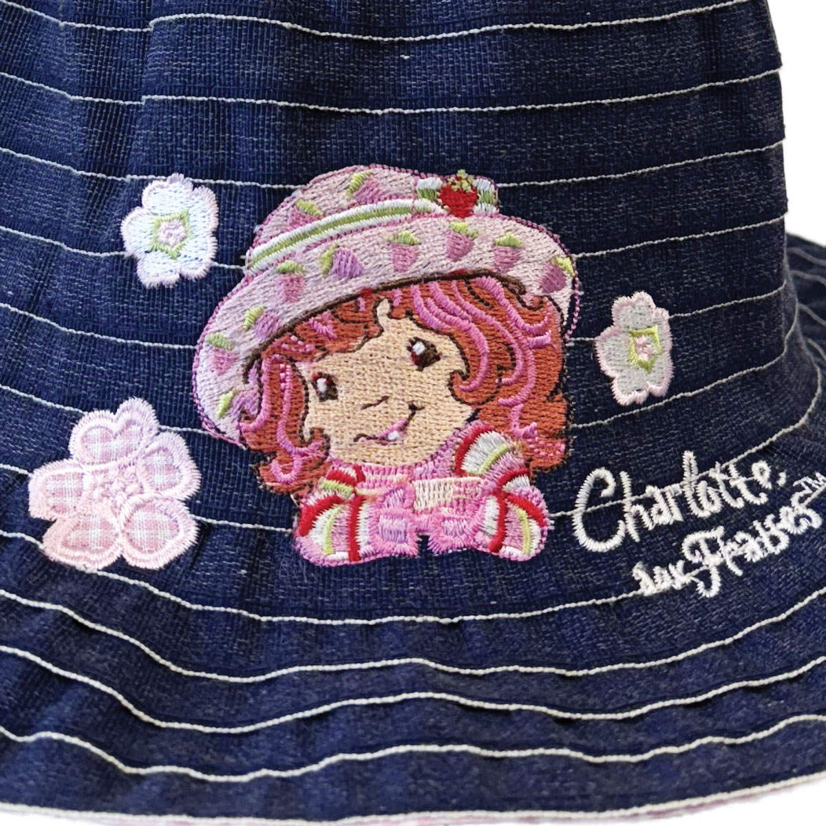 Chapeau Charlotte aux Fraises Bleu Jean 4/6 ans