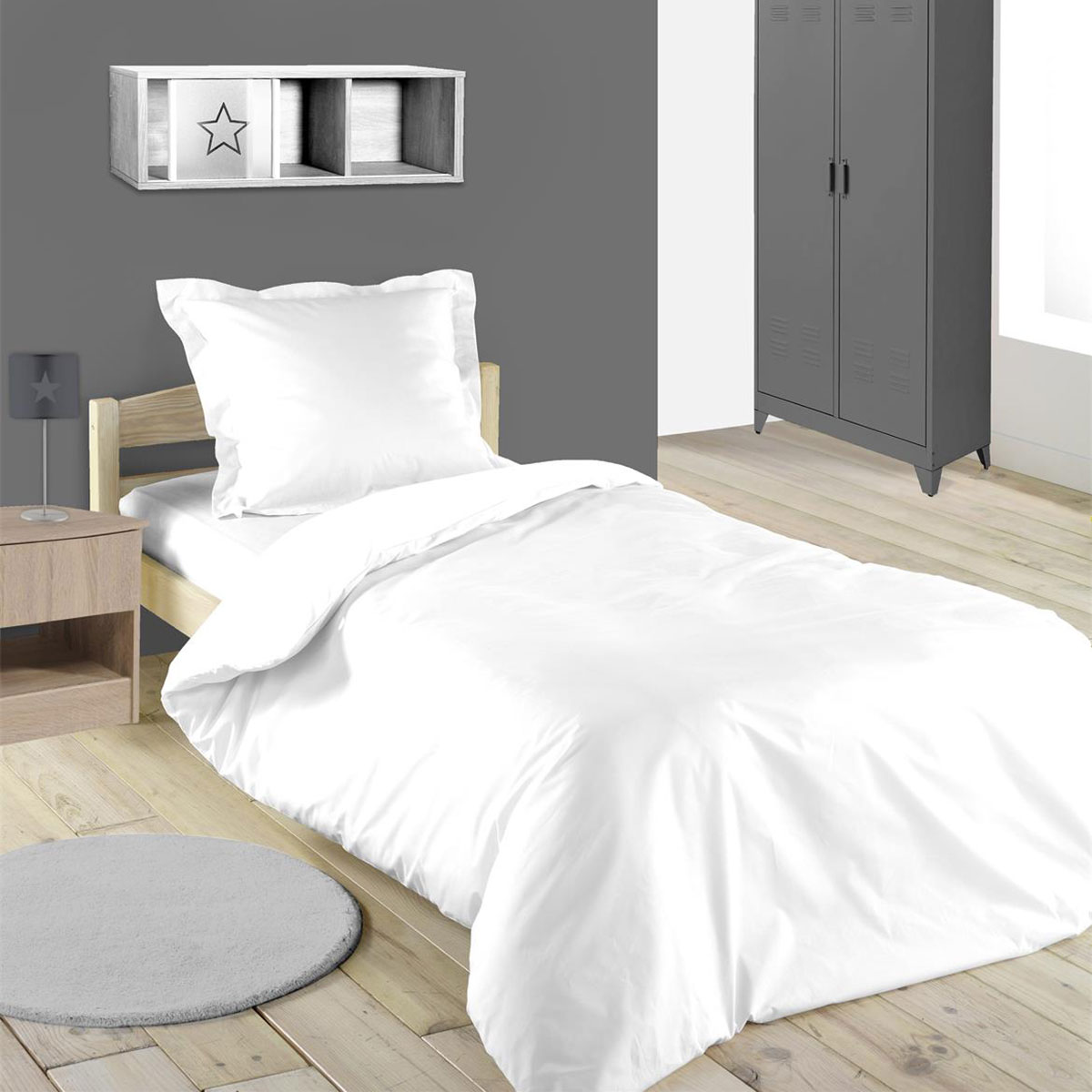 Drap housse blanc pour lit une place 90 x 190 cm