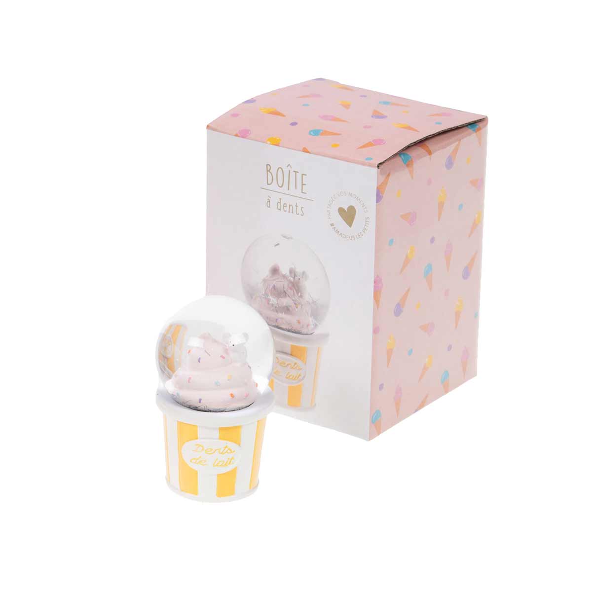 Petite boite  dents de lait souris sur pot de glace